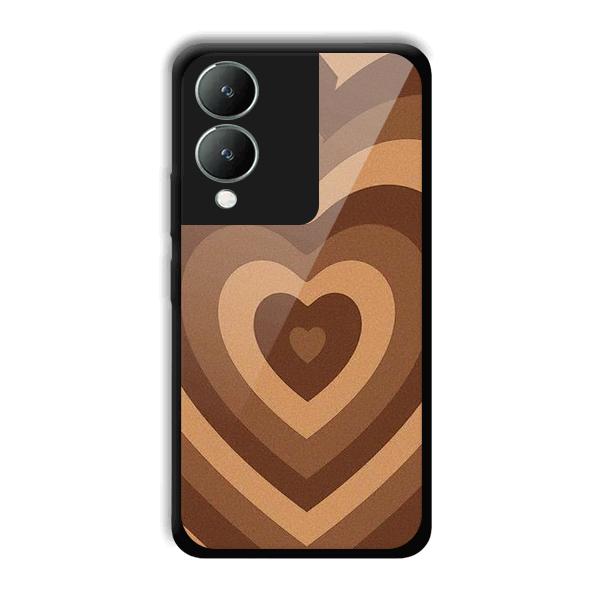 Brown Hearts Phone Customized Printed Back Cover for Vivo Y17s