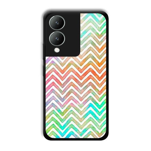 White Zig Zag Pattern Phone Customized Printed Back Cover for Vivo Y17s