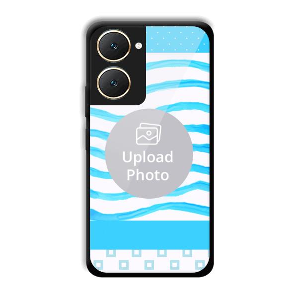 Blue Wavy Design Customized Printed Back Cover for Vivo Y18e
