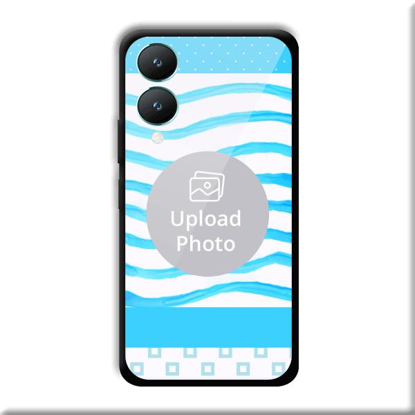 Blue Wavy Design Customized Printed Back Cover for Vivo Y28 5G