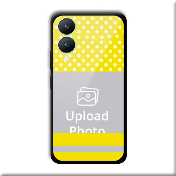 White & Yellow Customized Printed Back Cover for Vivo Y28 5G