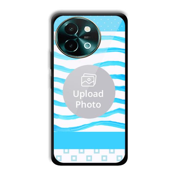Blue Wavy Design Customized Printed Back Cover for Vivo Y58 5G