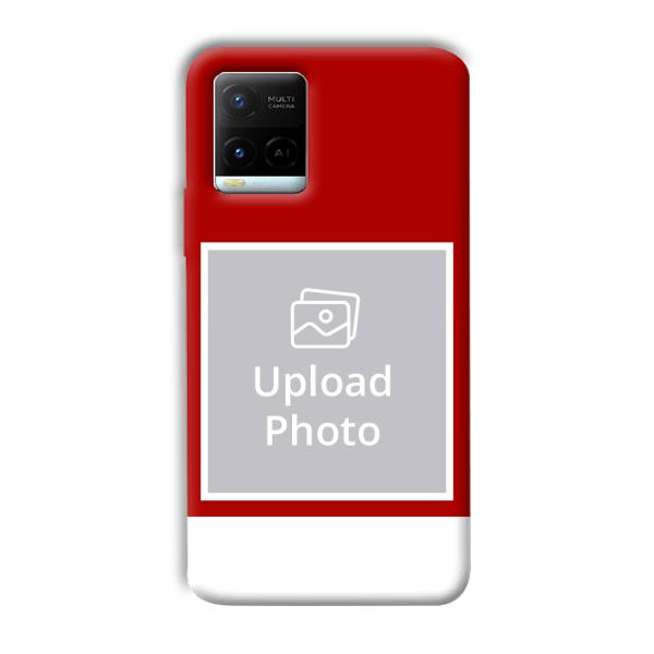 Red & White Customized Printed Back Cover for Vivo Y21e