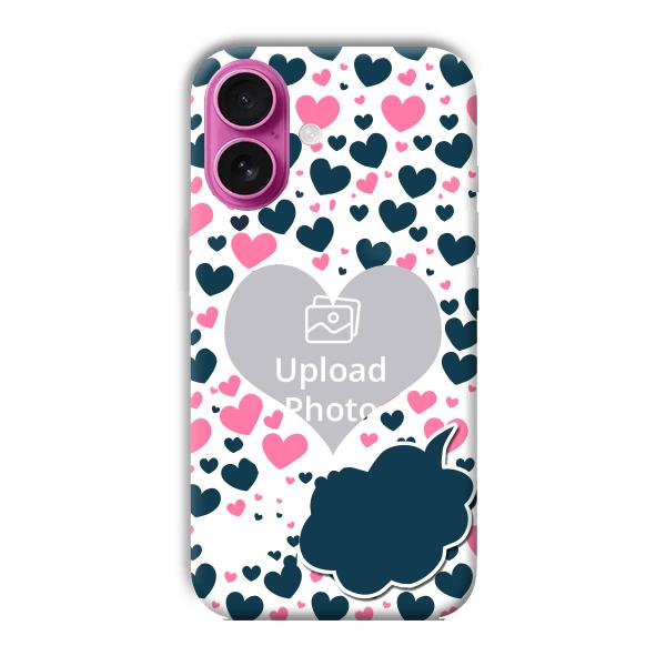 Blue & Pink Hearts Customized Printed Back Cover for Apple iPhone 16
