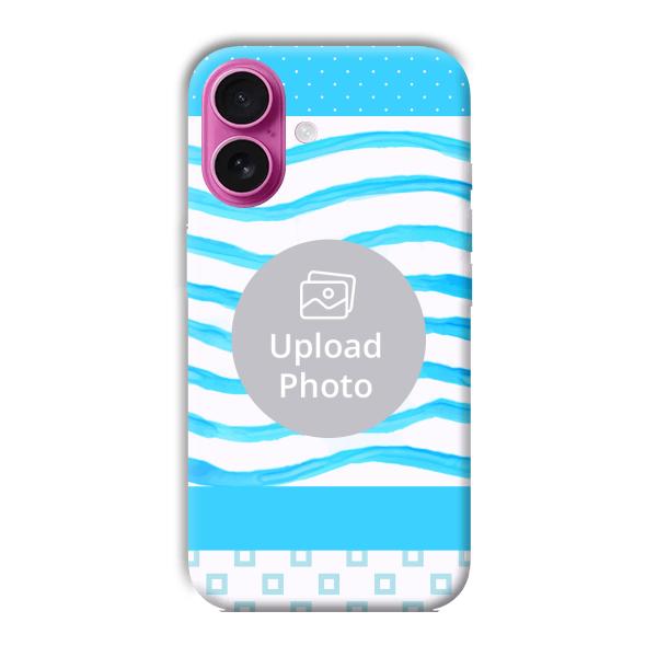Blue Wavy Design Customized Printed Back Cover for Apple iPhone 16