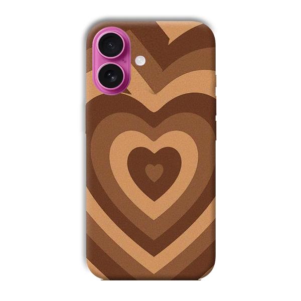Brown Hearts Phone Customized Printed Back Cover for Apple iPhone 16