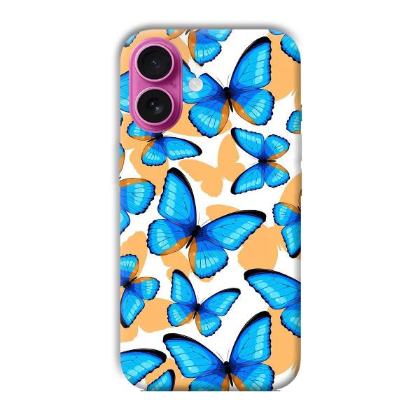Blue Butterflies Phone Customized Printed Back Cover for Apple iPhone 16