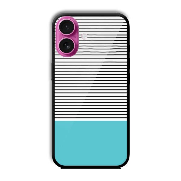 Cyan Stripes Customized Printed Glass Back Cover for Apple iPhone 16