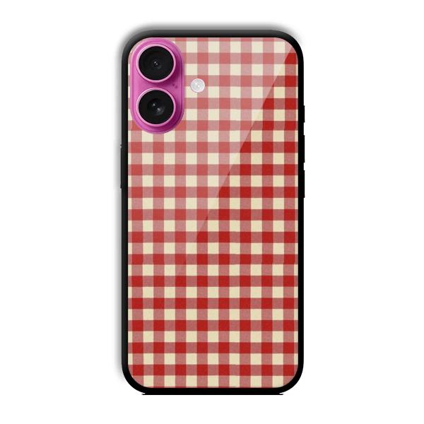 Red Checks Customized Printed Glass Back Cover for Apple iPhone 16
