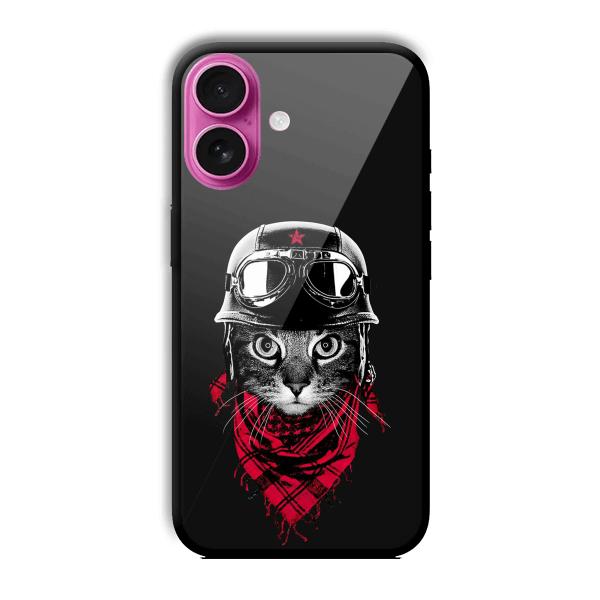 Rider Cat Customized Printed Glass Back Cover for Apple iPhone 16