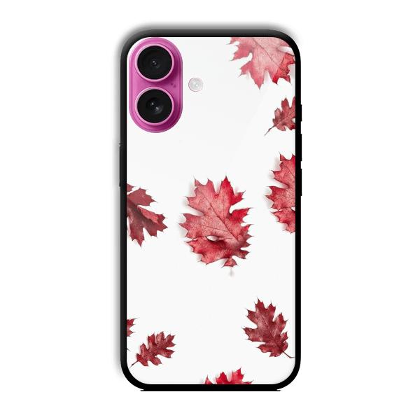 Red Leaves Customized Printed Glass Back Cover for Apple iPhone 16