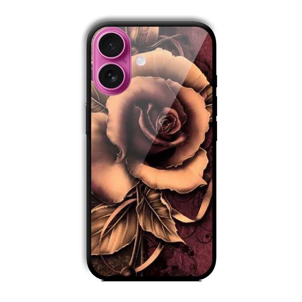 Brown Rose Customized Printed Glass Back Cover for Apple iPhone 16