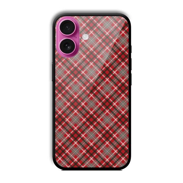 Red Checks Customized Printed Glass Back Cover for Apple iPhone 16