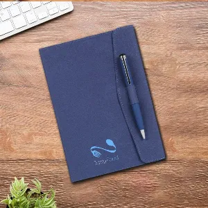 Customized Notebook Formate Buy Blue Customized A5 Notebook With Pen Loop & Bookmark Ribbon | Soft ...