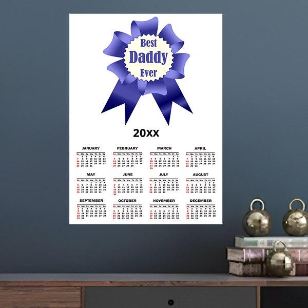 Best Daddy Ever Winner Award Ribbon For Father Customized Photo Printed Poster Calendar