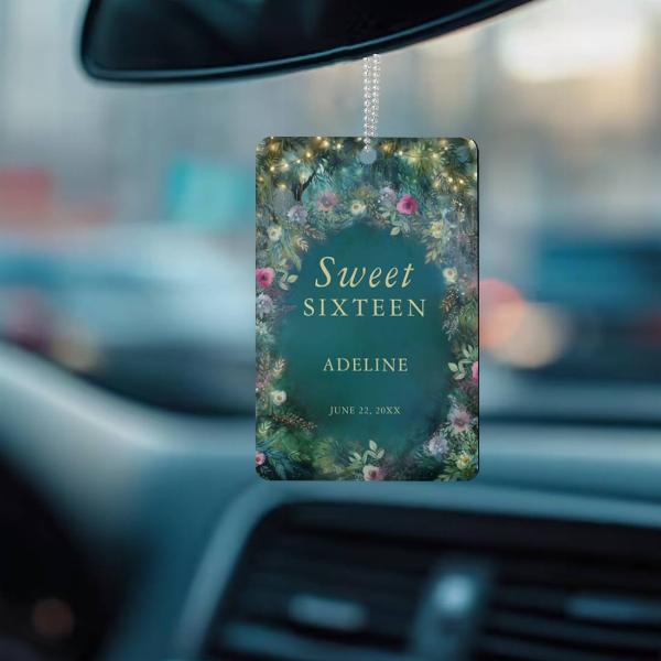 Enchanted Forest Rose Greenery Fairy Customized Printed Car Hanging