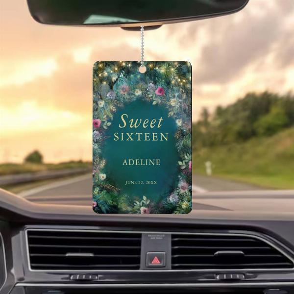 Enchanted Forest Rose Greenery Fairy Customized Printed Car Hanging