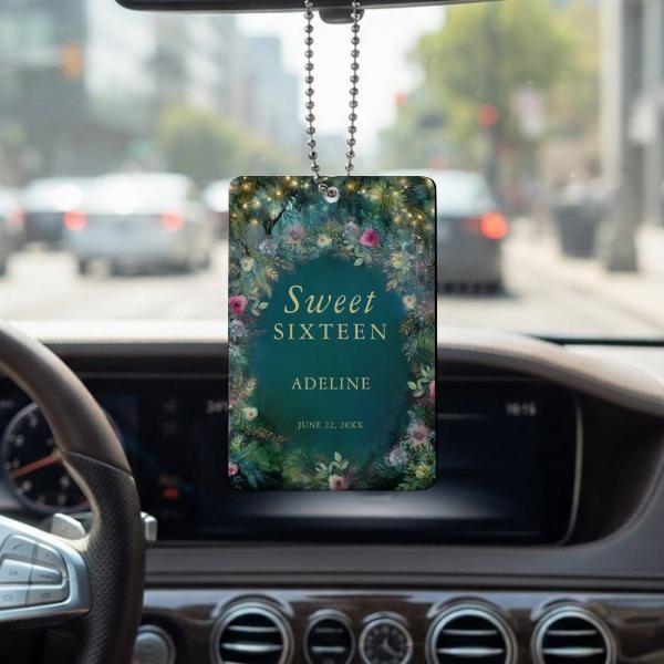Enchanted Forest Rose Greenery Fairy Customized Printed Car Hanging