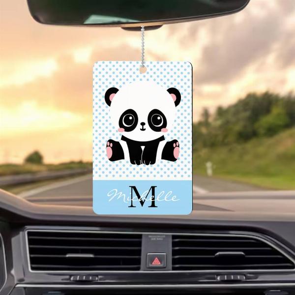 Monogram Cute Panda Bear Customized Printed Car Hanging