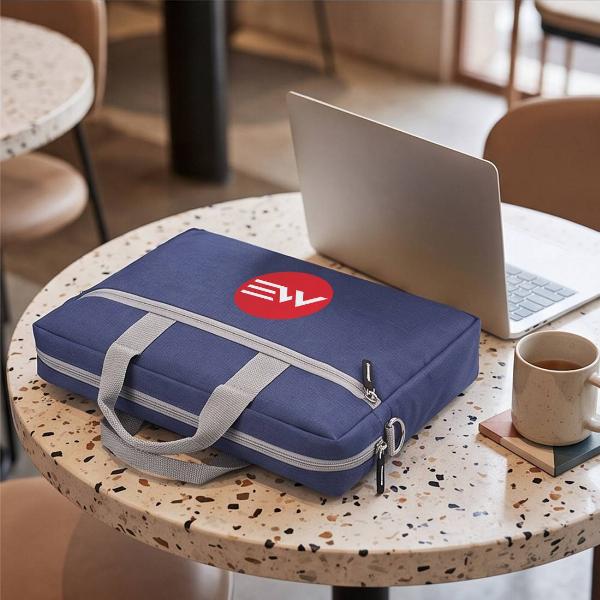 Customized Blue Fabric Laptop Messenger Bag with Front Zip Pocket