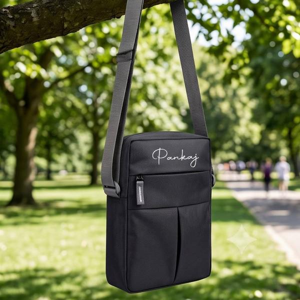 Customized Black Travel Organizer Sling Bag