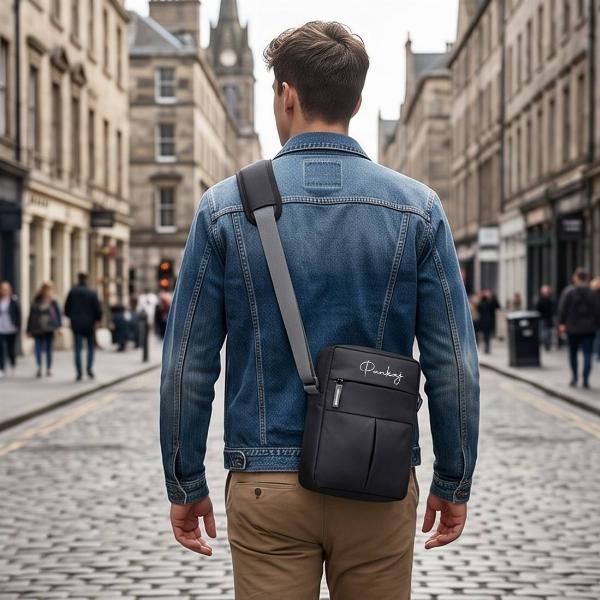 Customized Black Travel Organizer Sling Bag