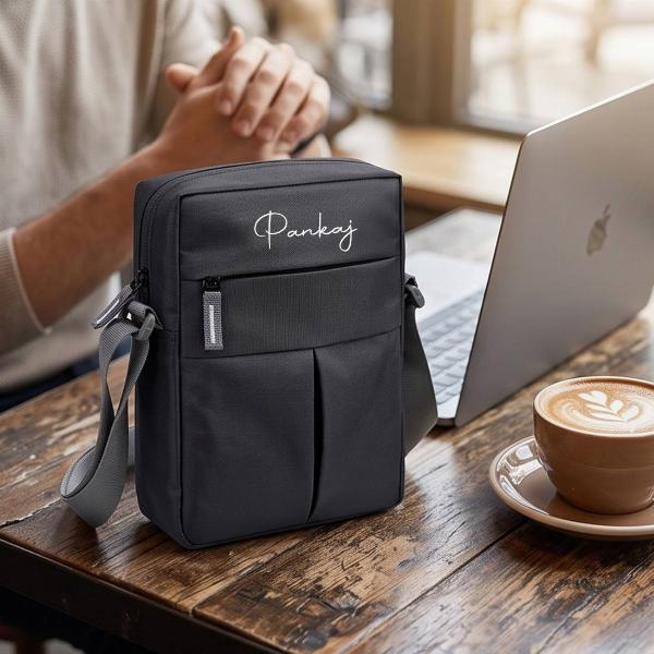 Customized Black Travel Organizer Sling Bag