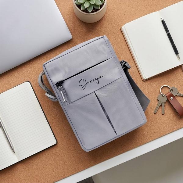 Customized Grey Travel Organizer Sling Bag