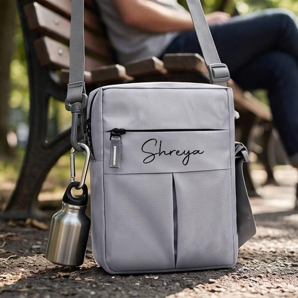 Customized Grey Travel Organizer Sling Bag