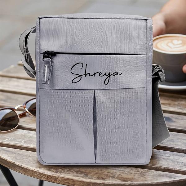 Customized Grey Travel Organizer Sling Bag