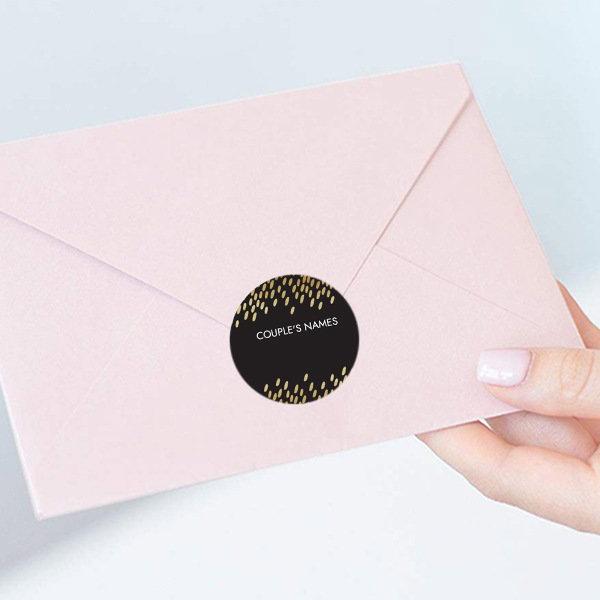 Black Customized Printed Envelope Seal Sticker