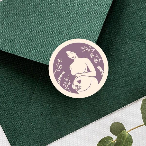Pregnant Lady Customized Printed Envelope Seal Sticker