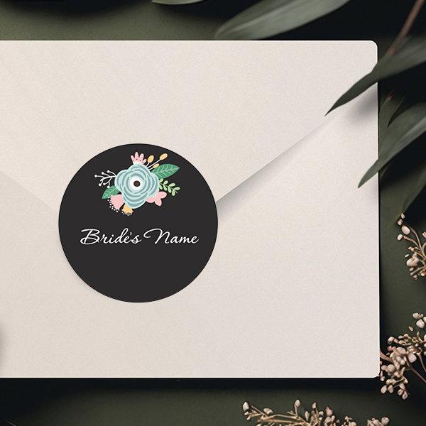 Black Customized Printed Envelope Seal Sticker