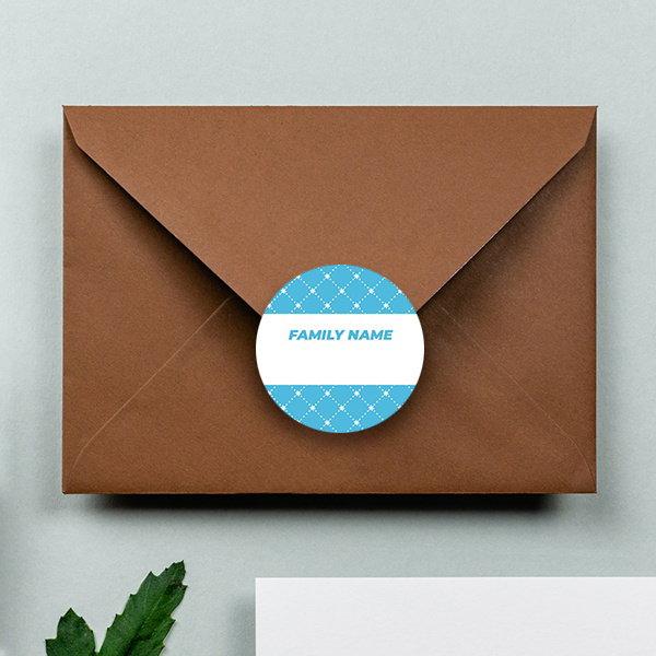 White Sky Blue Customized Printed Envelope Seal Sticker