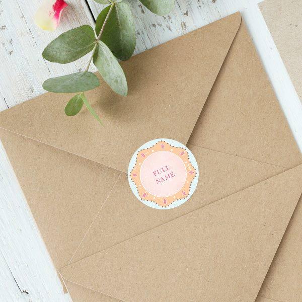 Peach Customized Printed Envelope Seal Sticker