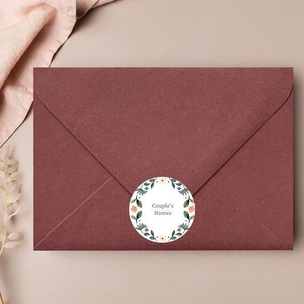 Couple's Name Customized Printed Envelope Seal Sticker