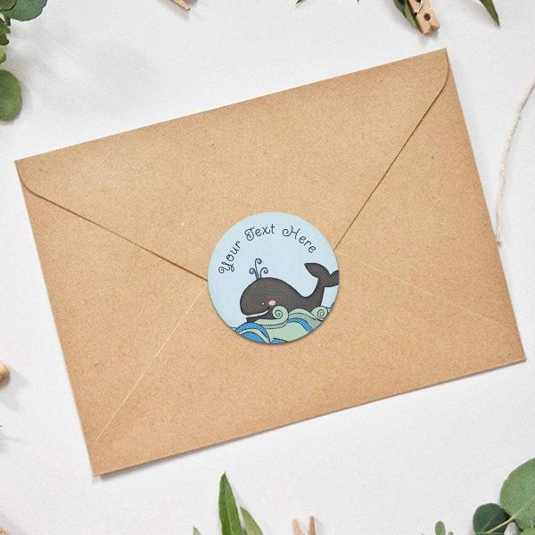 Whale Designed Customized Printed Envelope Seal Sticker