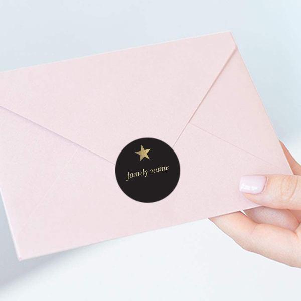 Black Customized Printed Envelope Seal Sticker