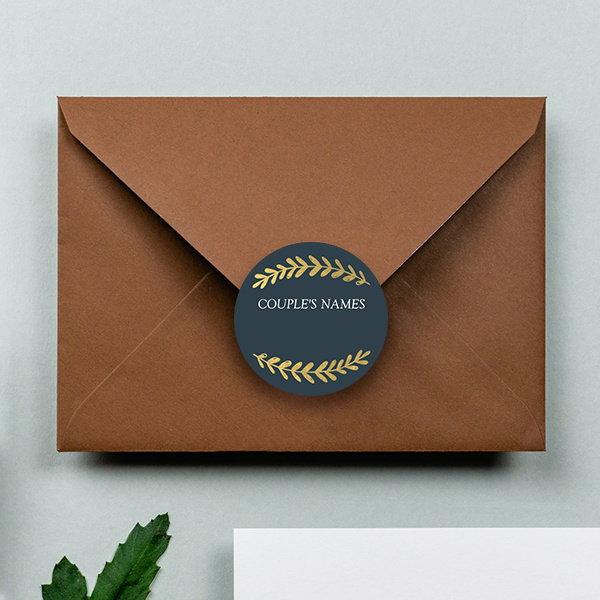 Leaf Designed Customized Printed Envelope Seal Sticker