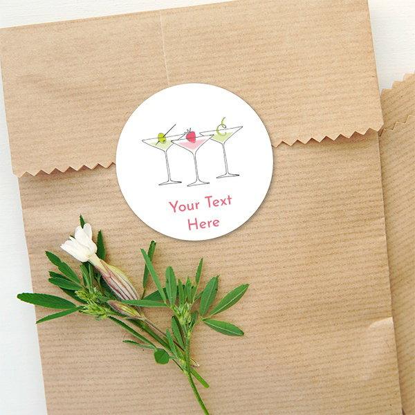 Cocktails Designed Customized Printed Envelope Seal Sticker