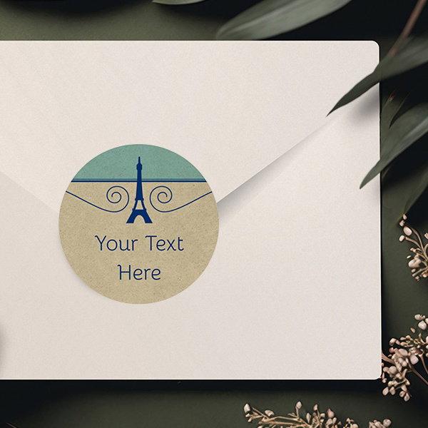 Eiffel Tower Designed Customized Printed Envelope Seal Sticker