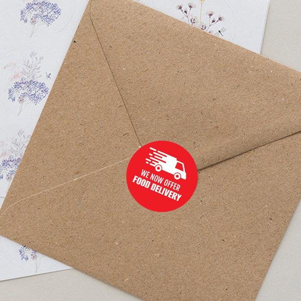 Food Delivery Designed Customized Printed Envelope Seal Sticker