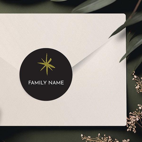 Black Customized Printed Envelope Seal Sticker