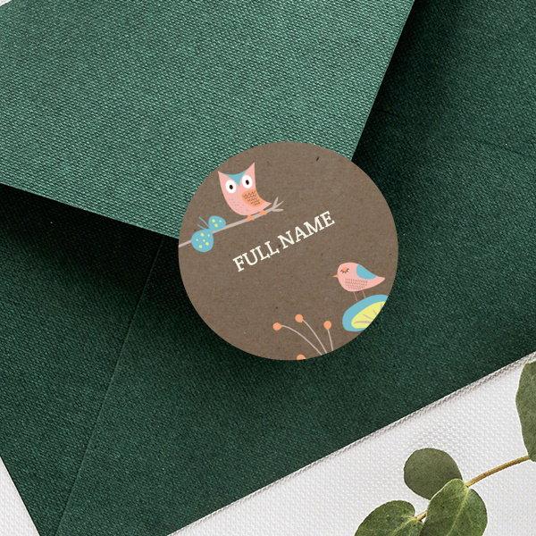 Bird Designed Customized Printed Envelope Seal Sticker