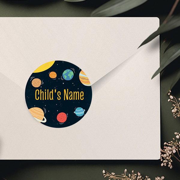 Planets Themed Customized Printed Envelope Seal Sticker
