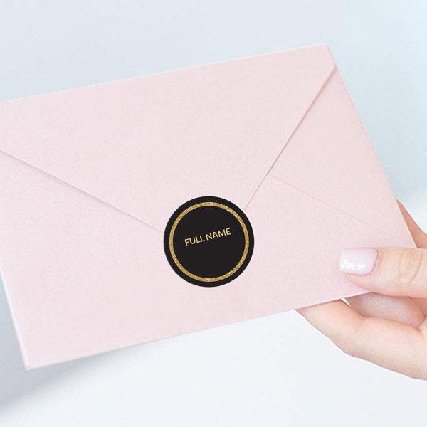 Black Customized Printed Envelope Seal Sticker