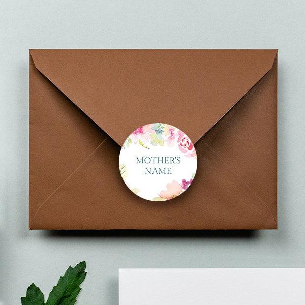 Watercolor Flowers Customized Printed Envelope Seal Sticker