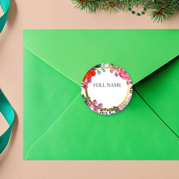 Floral Customized Printed Envelope Seal Sticker
