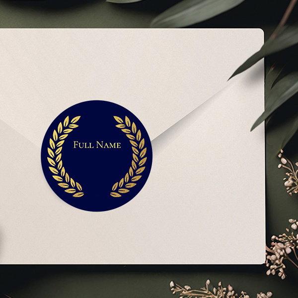 Golden Wreath Customized Printed Envelope Seal Sticker