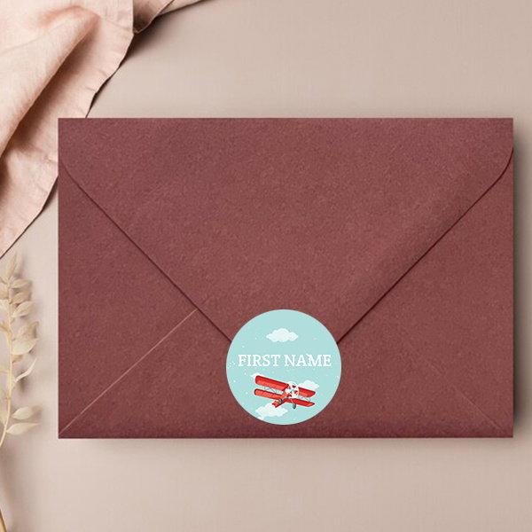 Airplane Designed Customized Printed Envelope Seal Sticker
